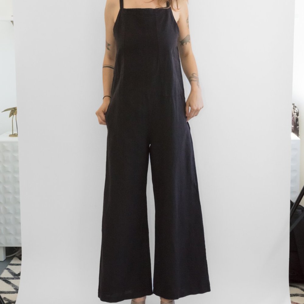 Linen | Cotton Jumpsuit- BLUE
